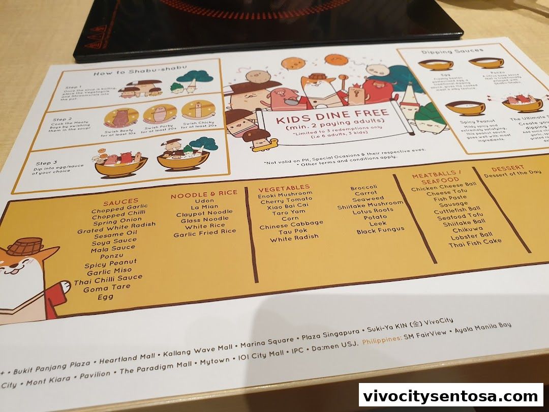 Menu page for Suki-Ya at VivoCity