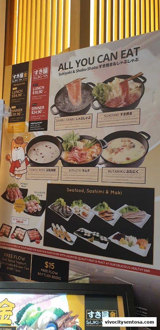Menu page for Suki-Ya at VivoCity