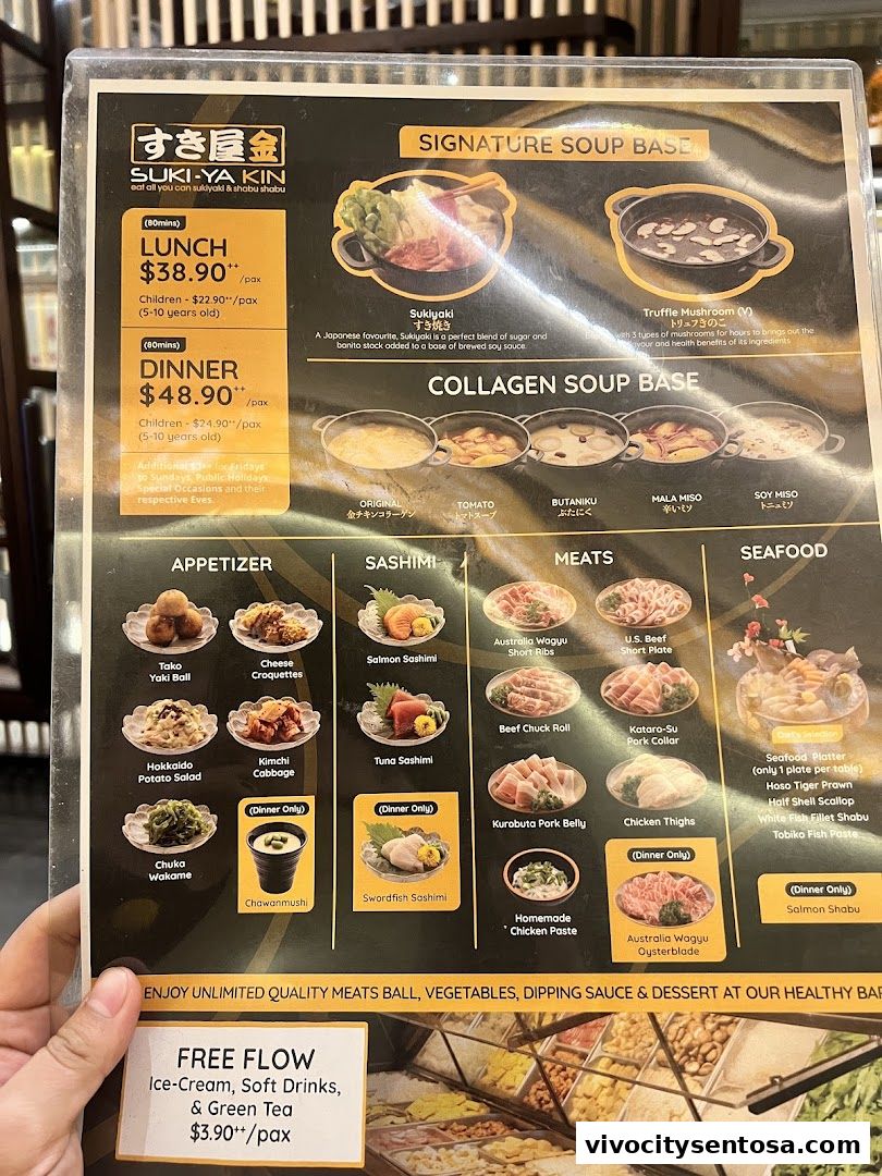Menu page for Suki-Ya at VivoCity