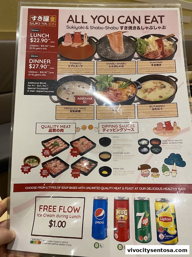 Menu page for Suki-Ya at VivoCity