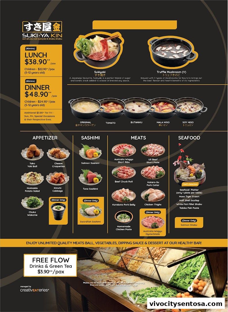 Menu page for Suki-Ya at VivoCity