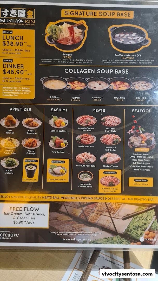 Menu page for Suki-Ya at VivoCity
