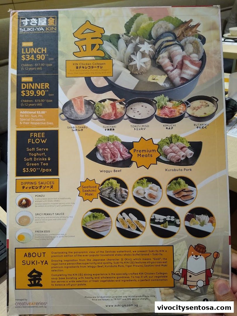Menu page for Suki-Ya at VivoCity