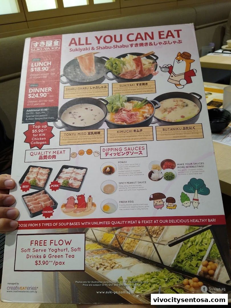 Menu page for Suki-Ya at VivoCity