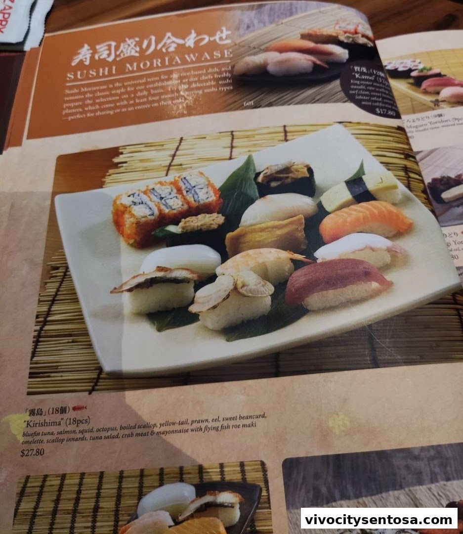 Menu page for SUSHI TEI
