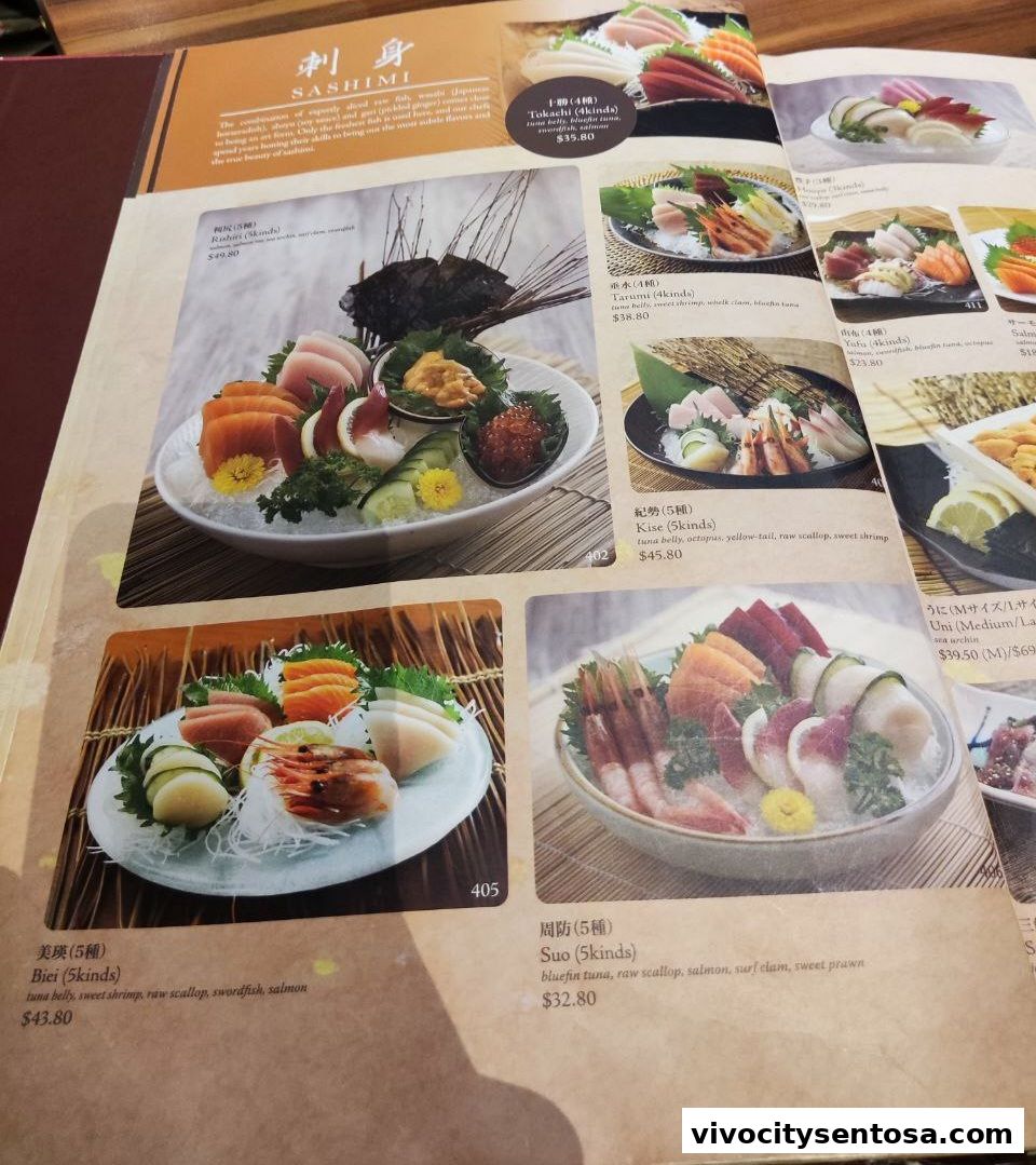 Menu page for SUSHI TEI
