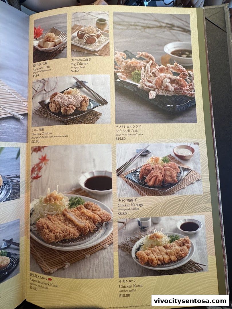 Menu page for SUSHI TEI