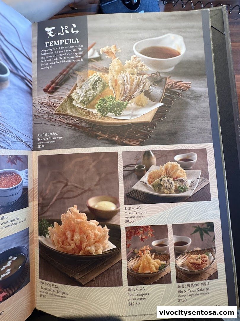 Menu page for SUSHI TEI