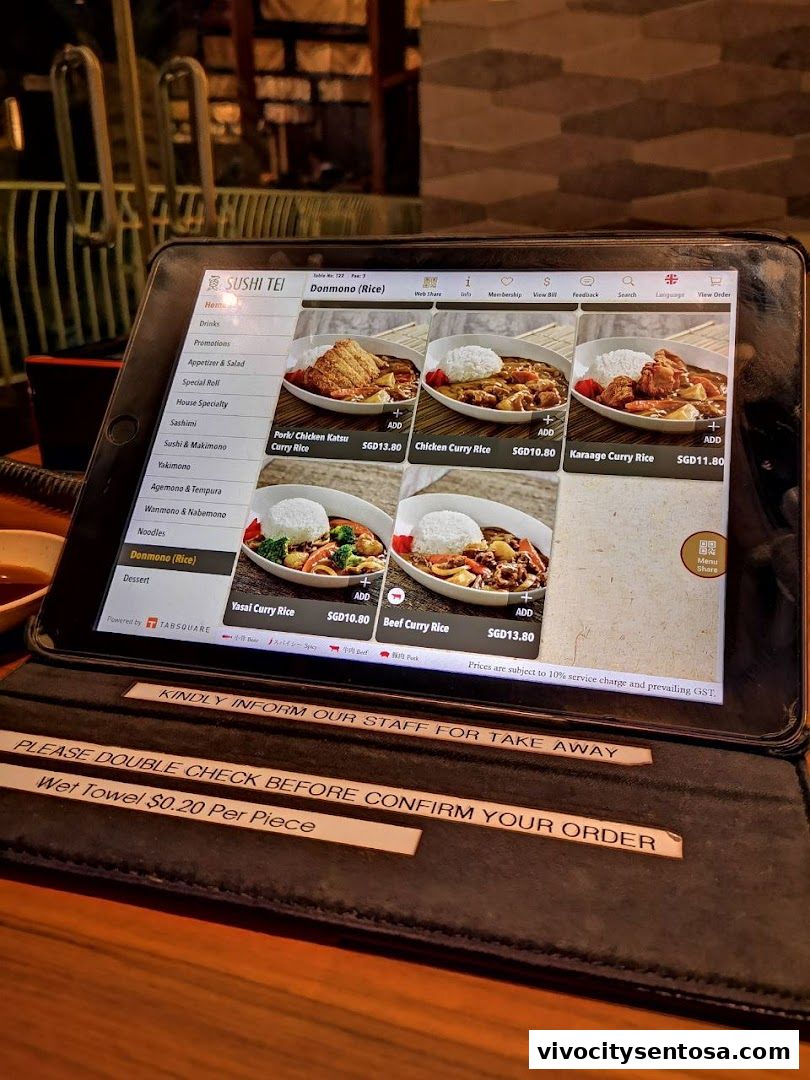 Menu page for SUSHI TEI