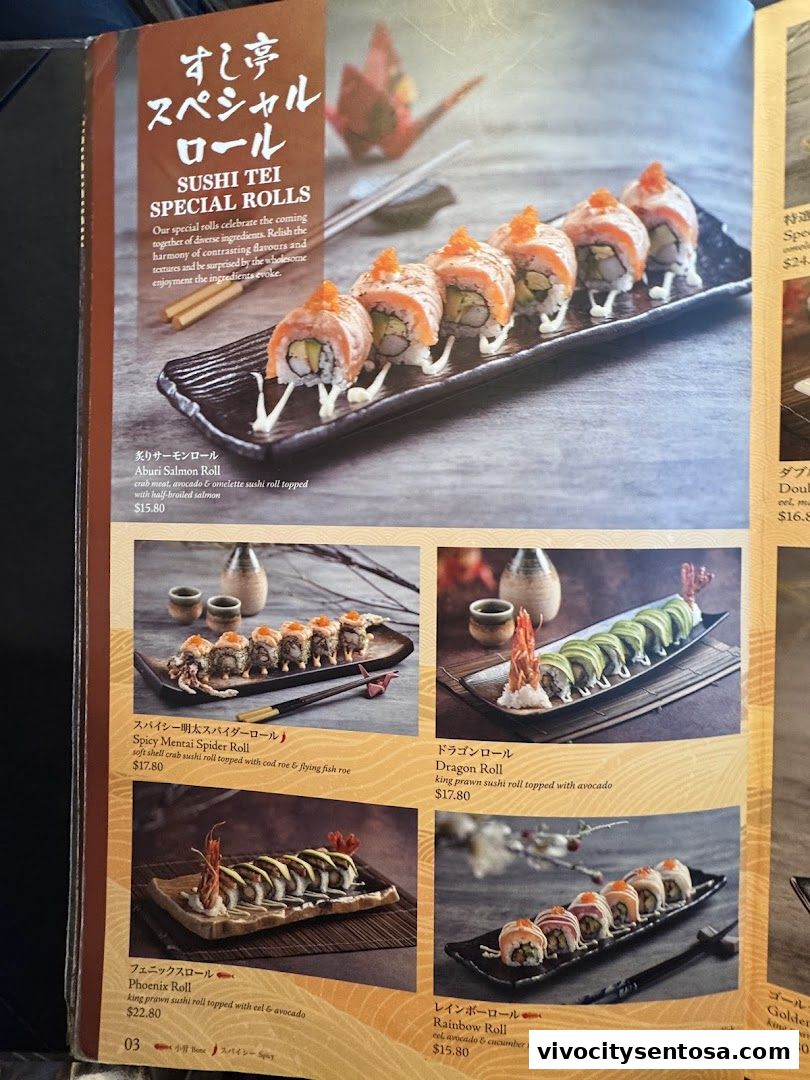 Menu page for SUSHI TEI