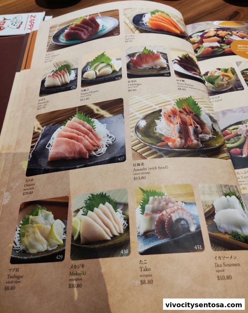Menu page for SUSHI TEI