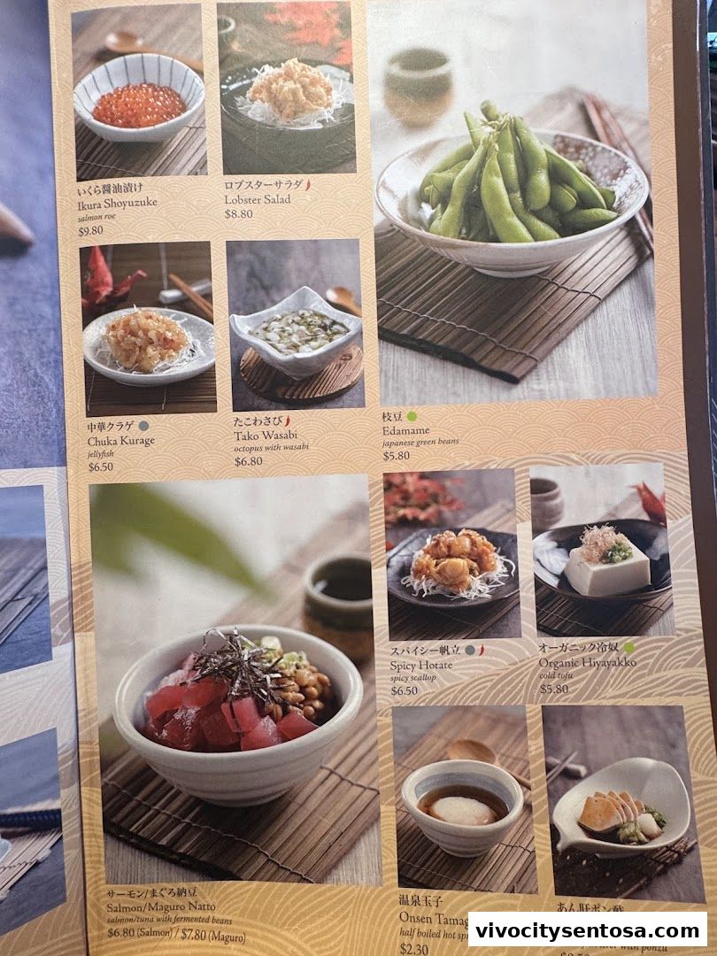Menu page for SUSHI TEI