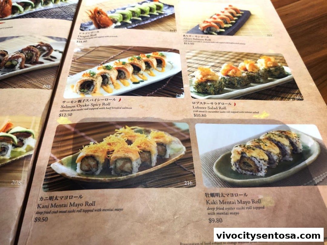 Menu page for SUSHI TEI