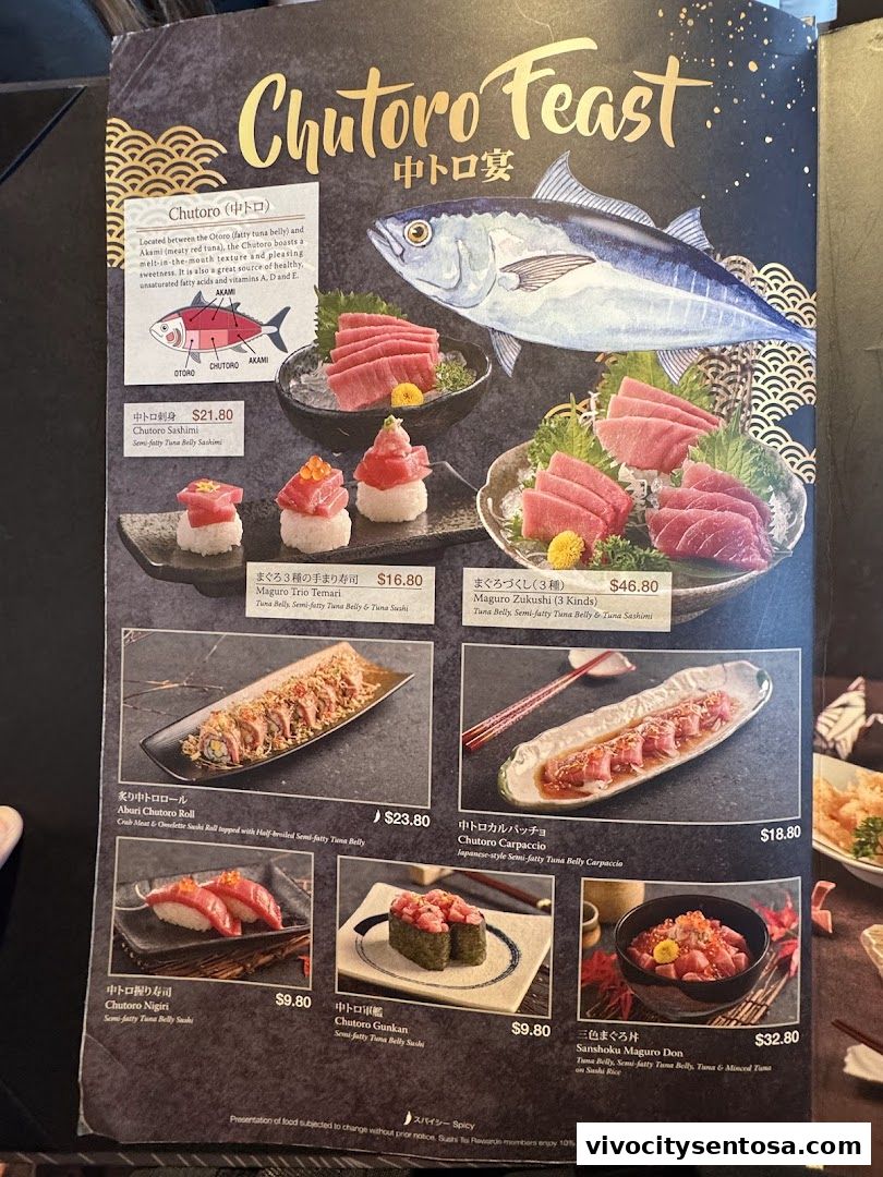Menu page for SUSHI TEI