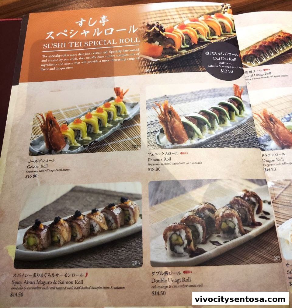 Menu page for SUSHI TEI