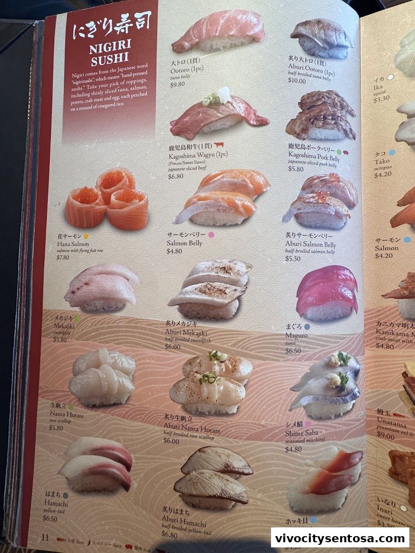Menu page for SUSHI TEI
