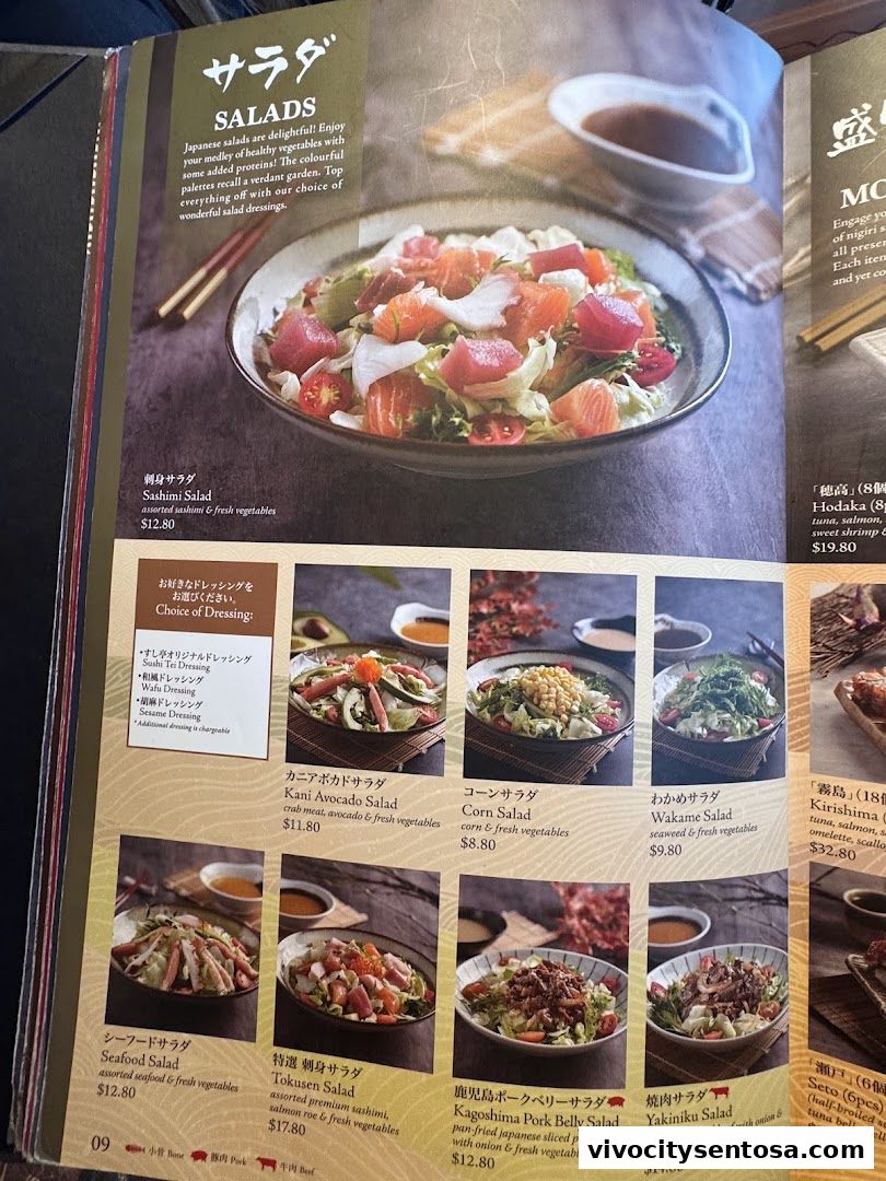 Menu page for SUSHI TEI