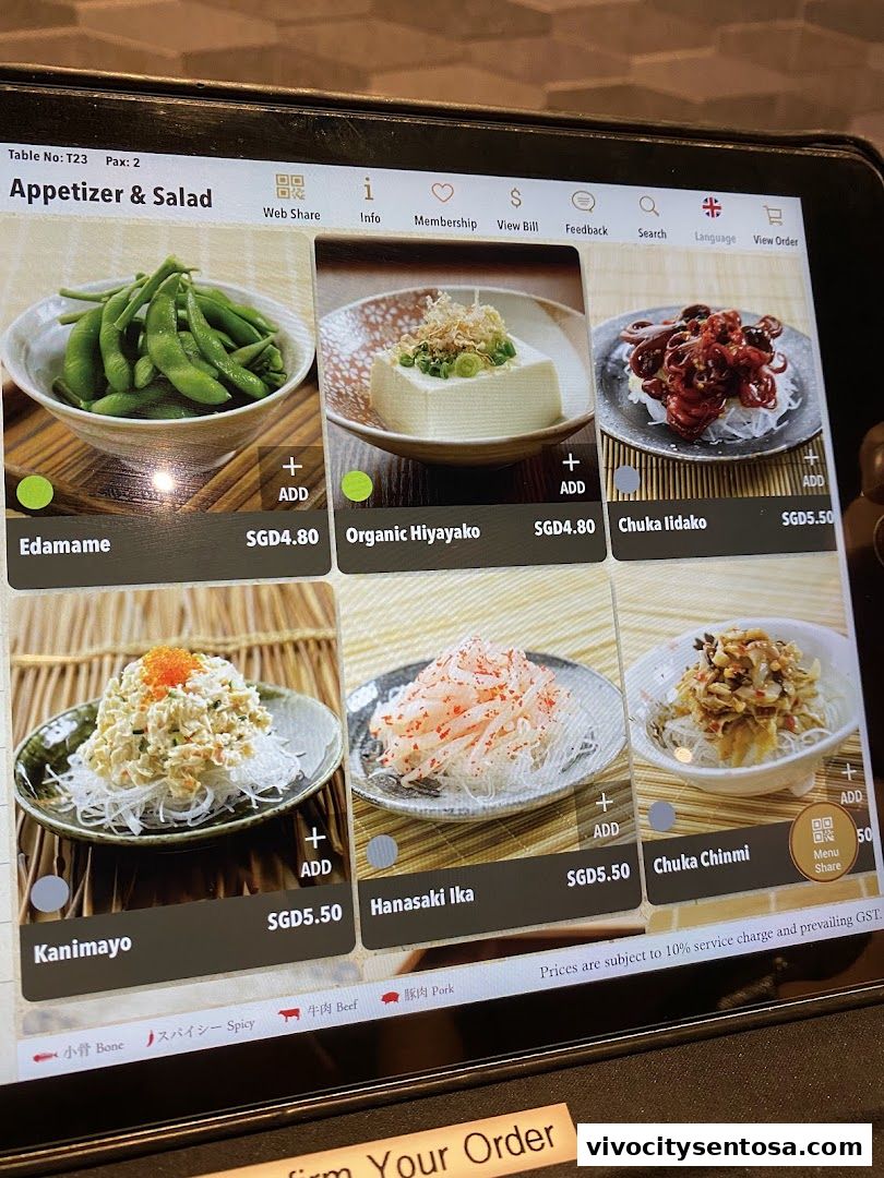Menu page for SUSHI TEI