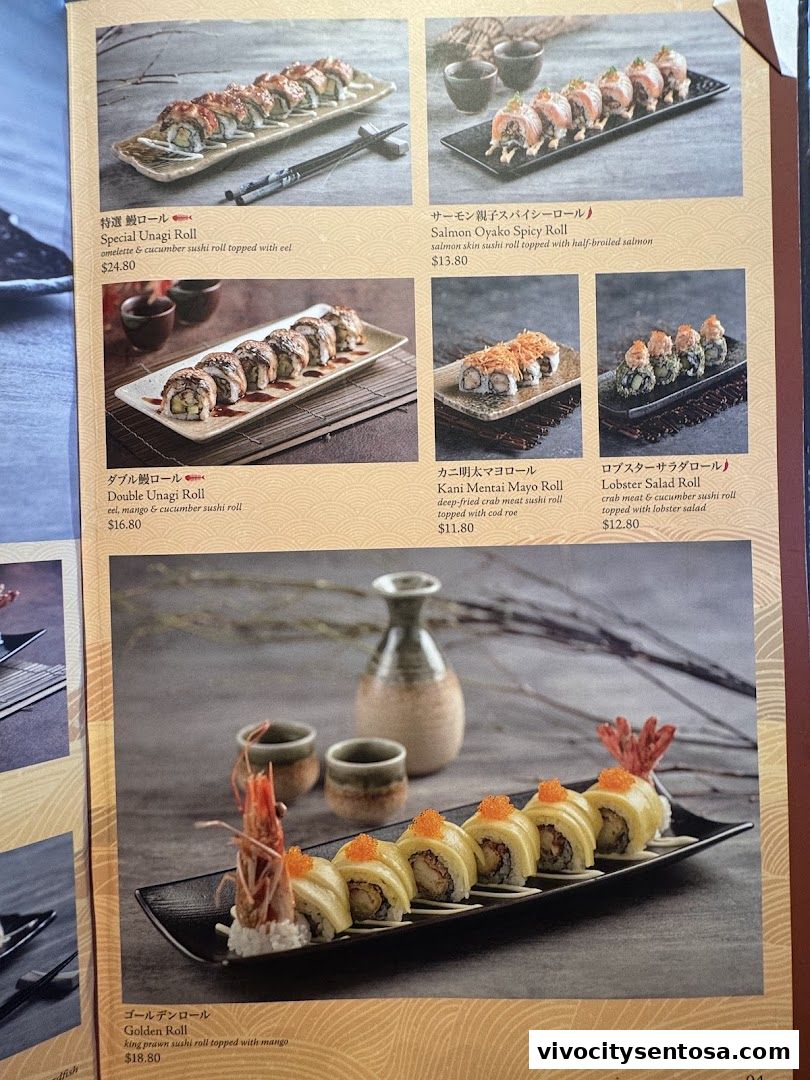 Menu page for SUSHI TEI