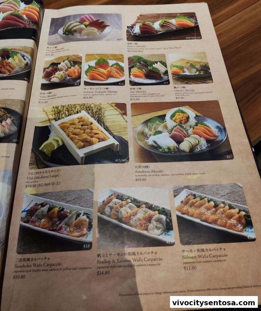 Menu page for SUSHI TEI