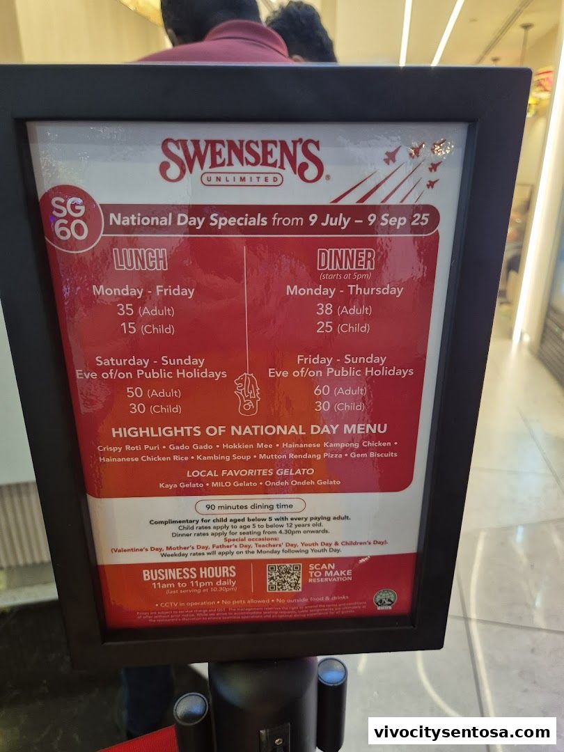 Menu page for Swensens Unlimited  VivoCity
