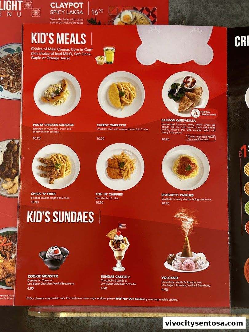 Menu page for Swensens Unlimited  VivoCity