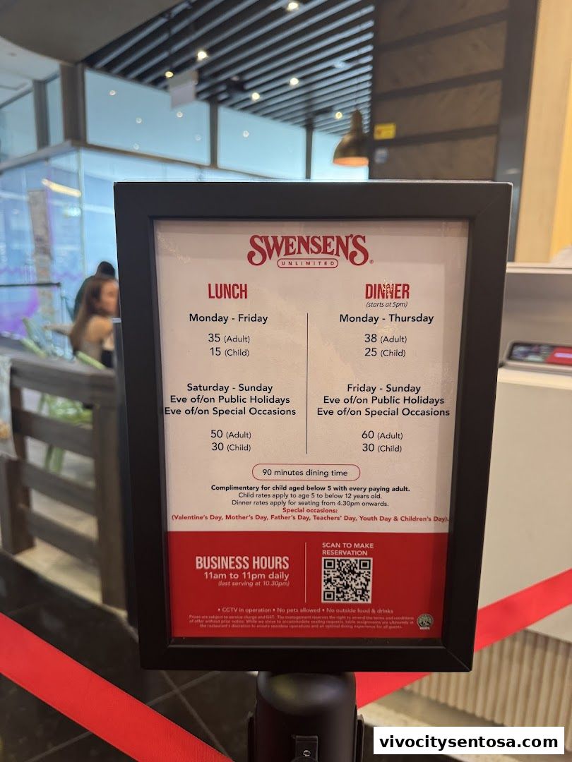 Menu page for Swensens Unlimited  VivoCity