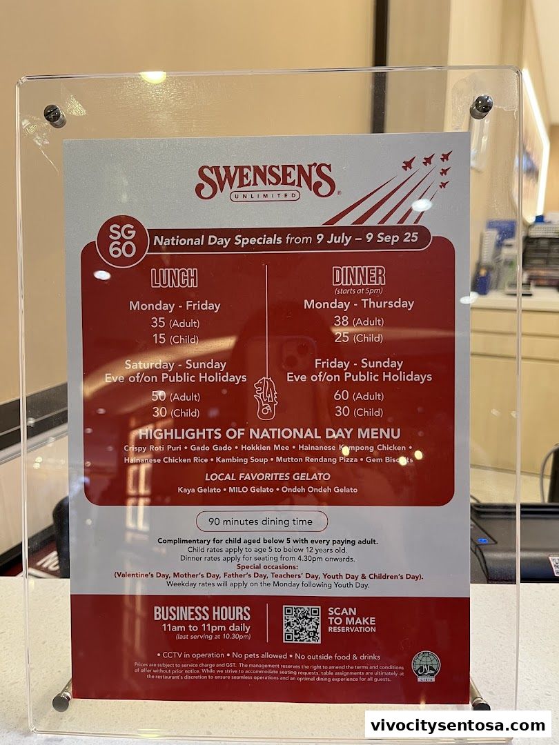 Menu page for Swensens Unlimited  VivoCity