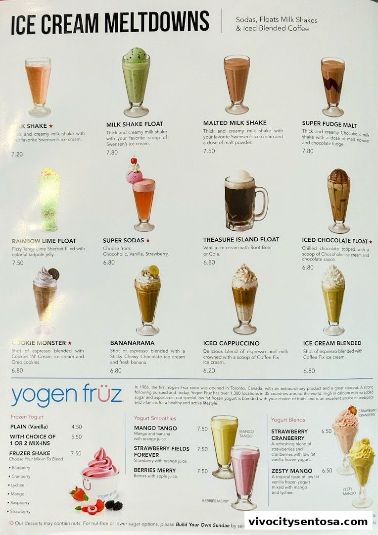 Menu page for Swensens Unlimited  VivoCity