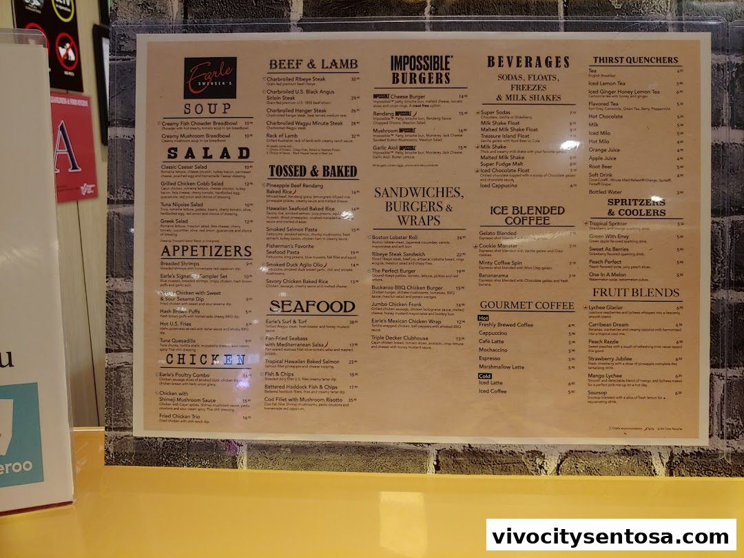 Menu page for Swensens Unlimited  VivoCity