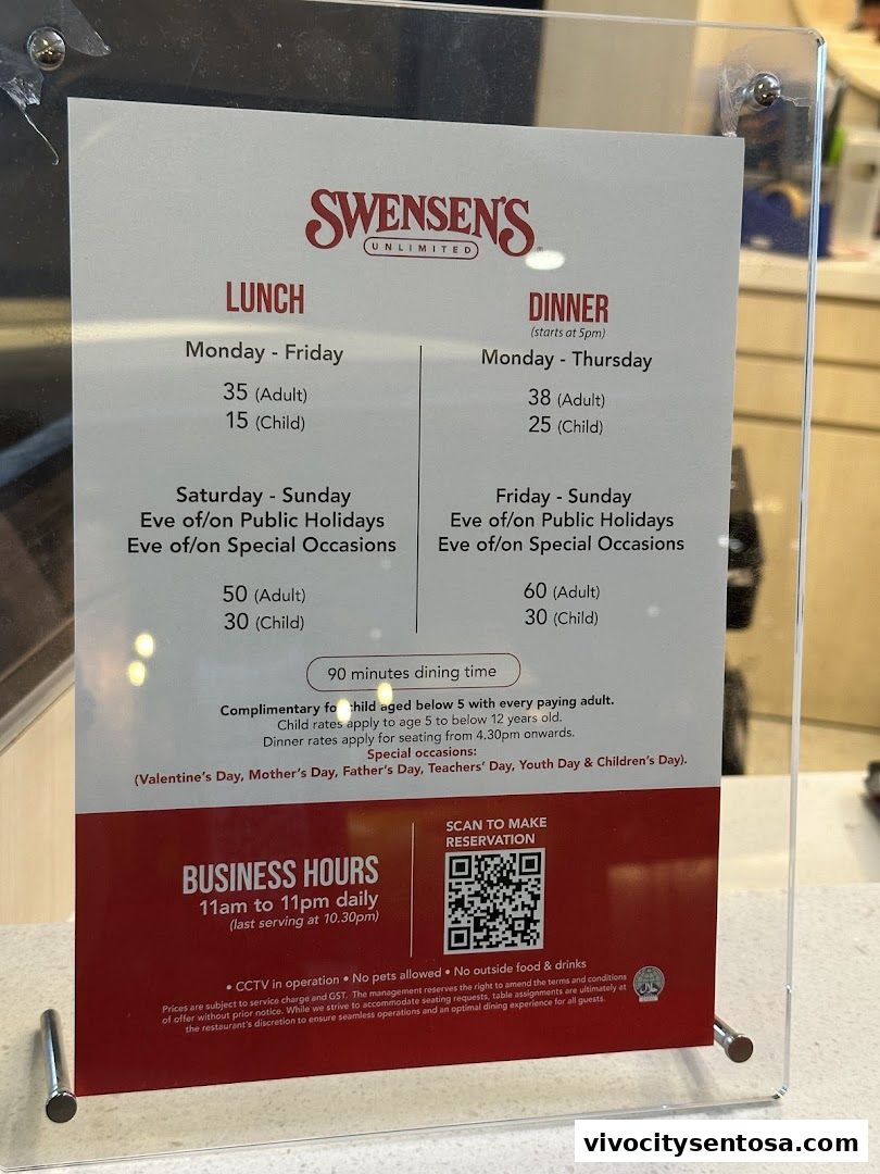 Menu page for Swensens Unlimited  VivoCity