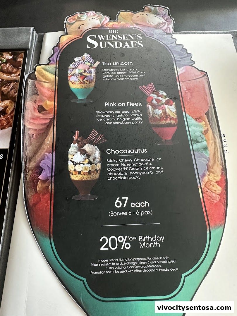 Menu page for Swensens Unlimited  VivoCity