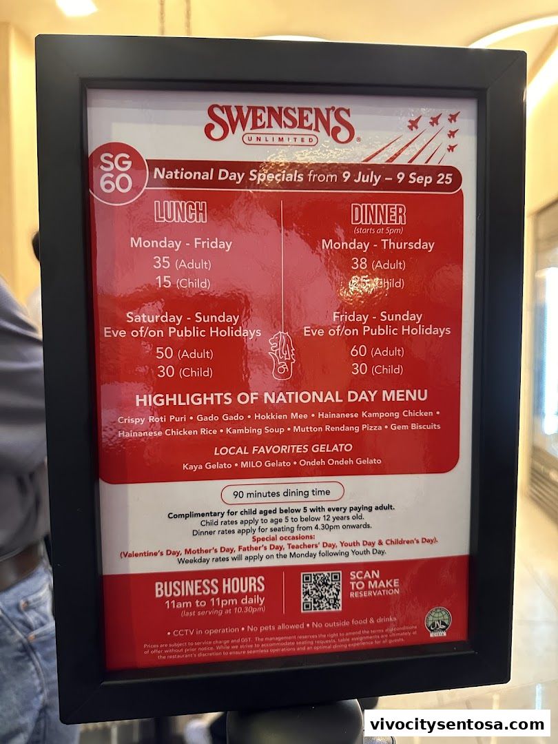 Menu page for Swensens Unlimited  VivoCity