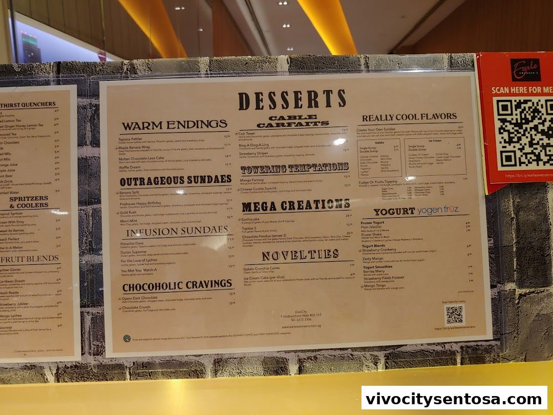 Menu page for Swensens Unlimited  VivoCity
