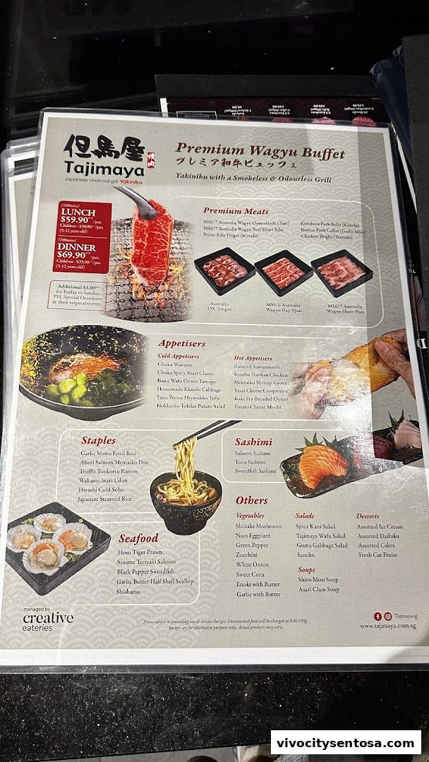 Menu page for Tajimaya Yakiniku  VivoCity