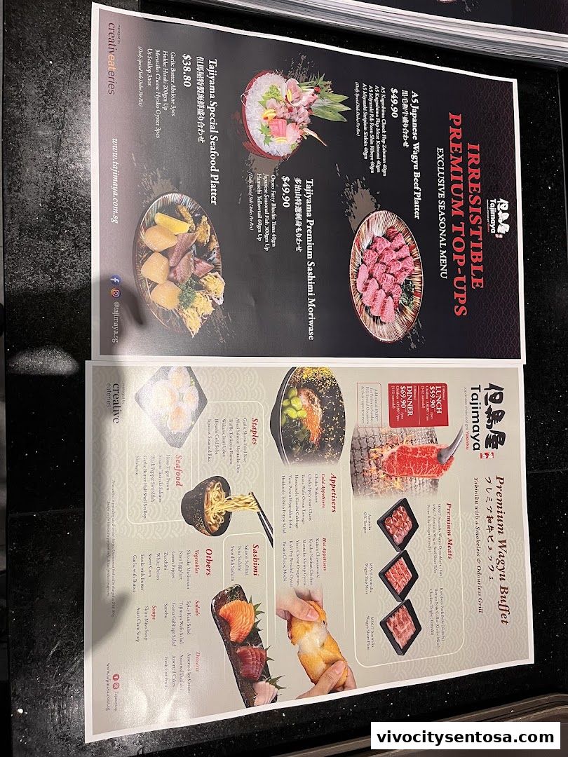 Menu page for Tajimaya Yakiniku  VivoCity