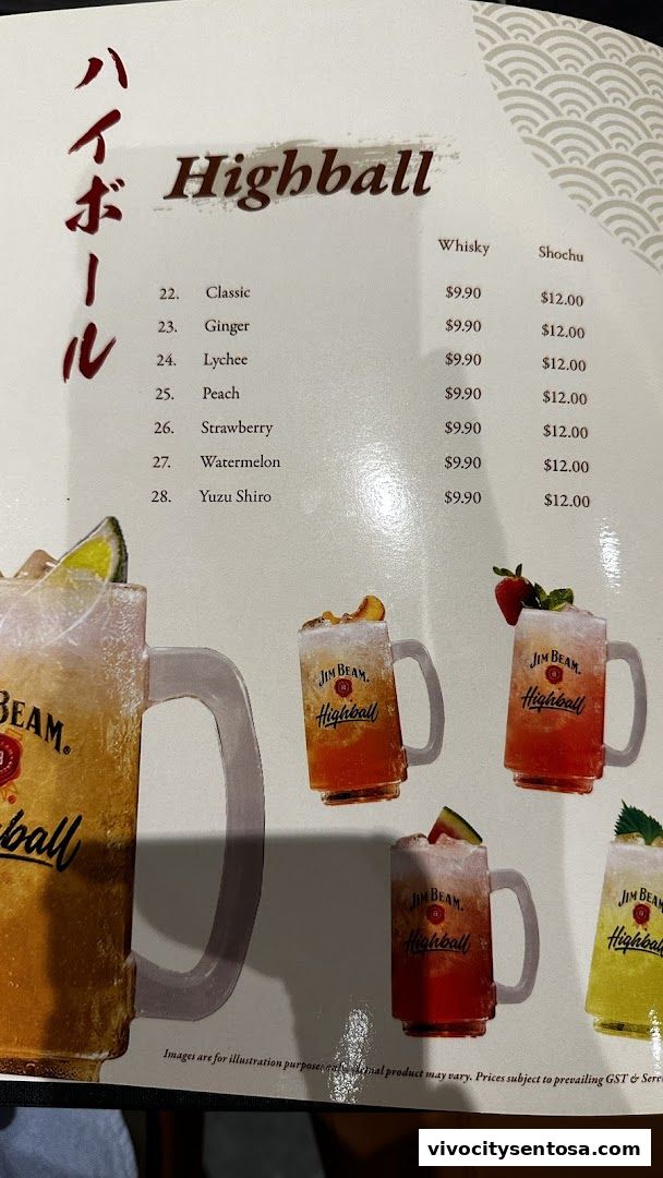 Menu page for Tajimaya Yakiniku  VivoCity