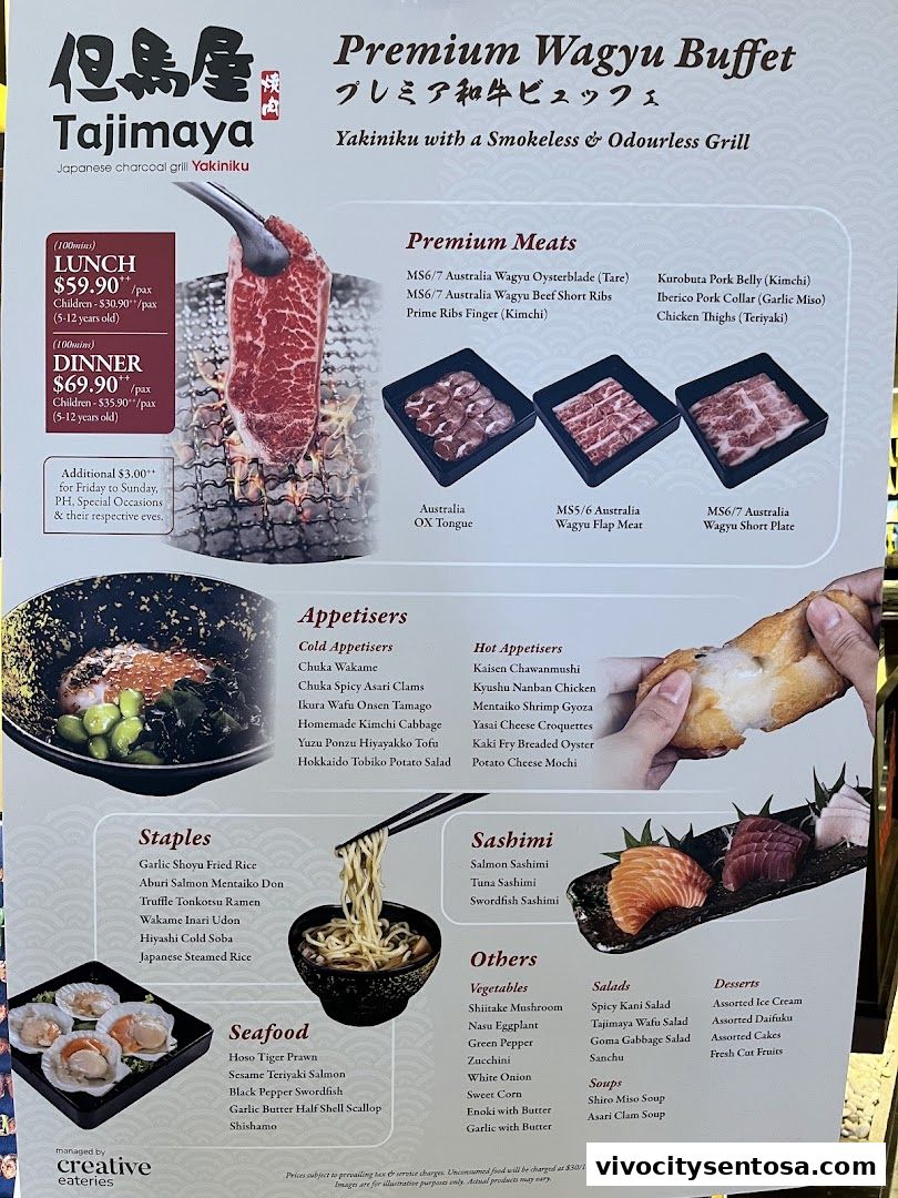 Menu page for Tajimaya Yakiniku  VivoCity
