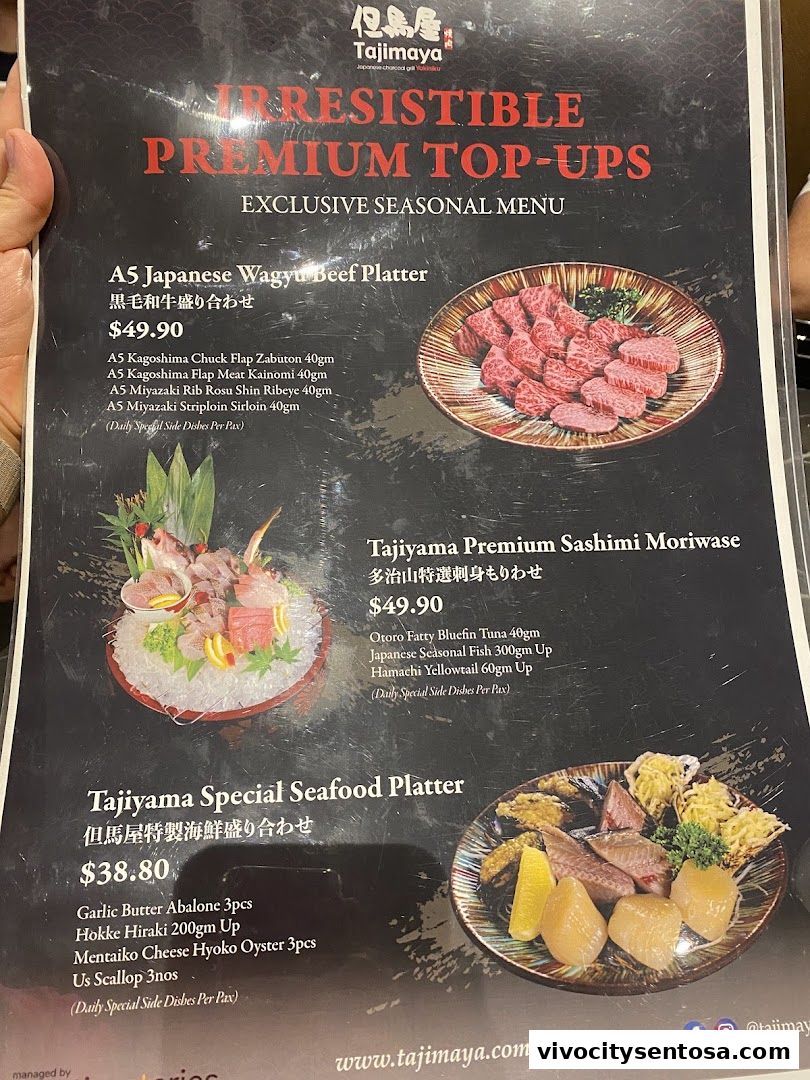 Menu page for Tajimaya Yakiniku  VivoCity