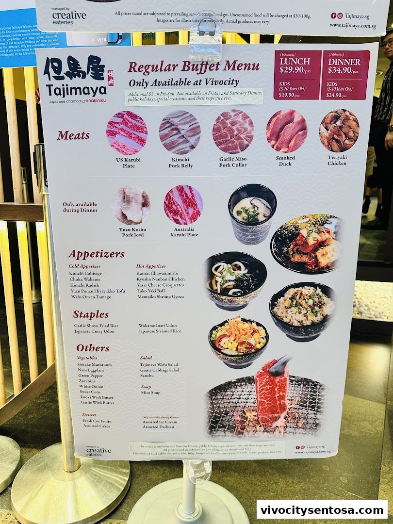 Menu page for Tajimaya Yakiniku  VivoCity