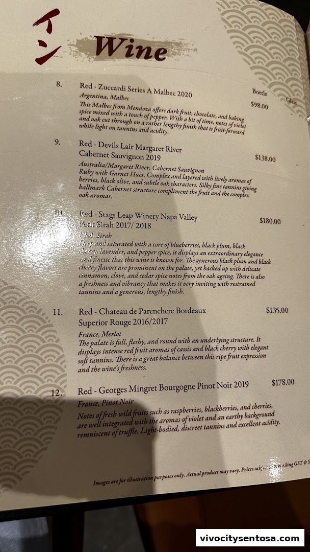 Menu page for Tajimaya Yakiniku  VivoCity
