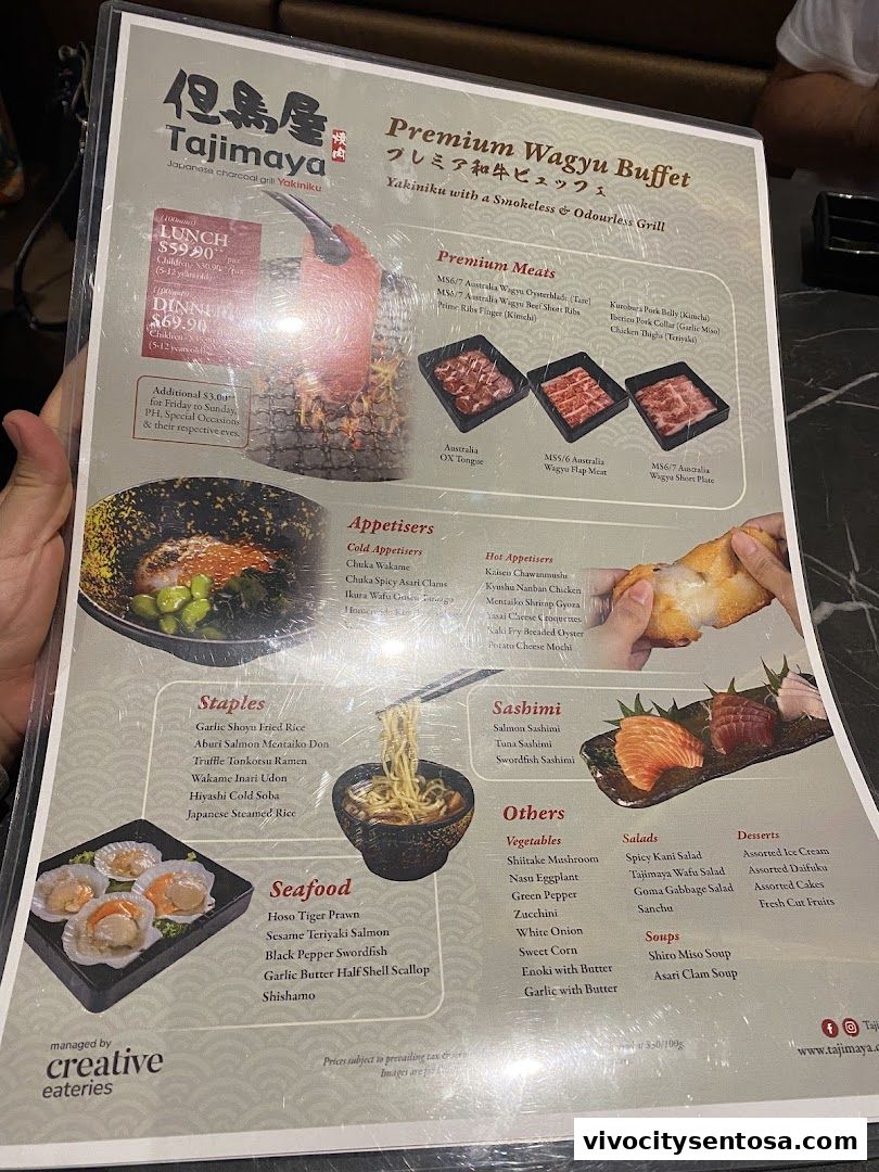 Menu page for Tajimaya Yakiniku  VivoCity