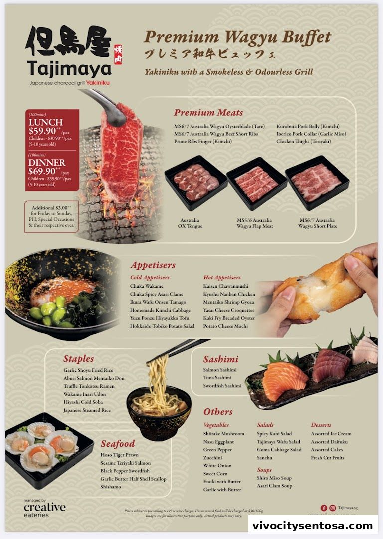 Menu page for Tajimaya Yakiniku  VivoCity