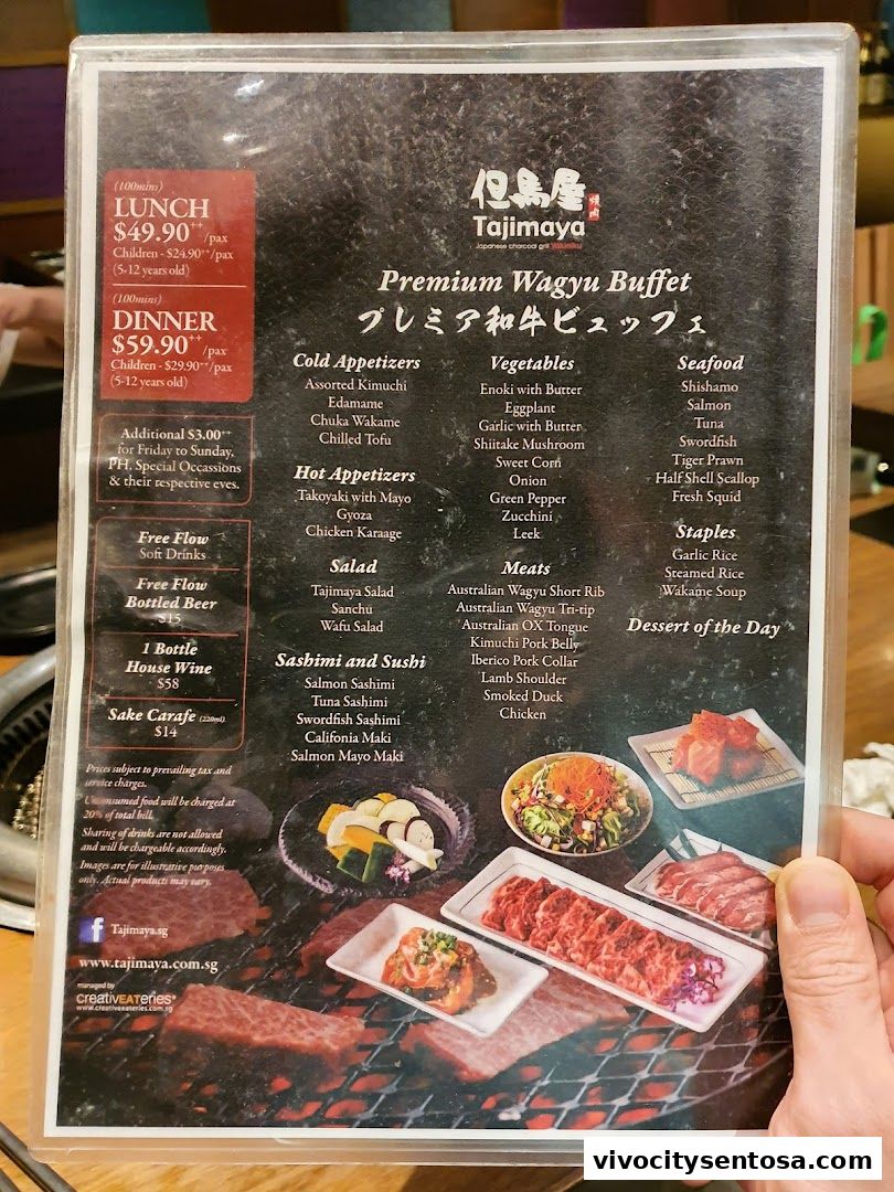 Menu page for Tajimaya Yakiniku  VivoCity