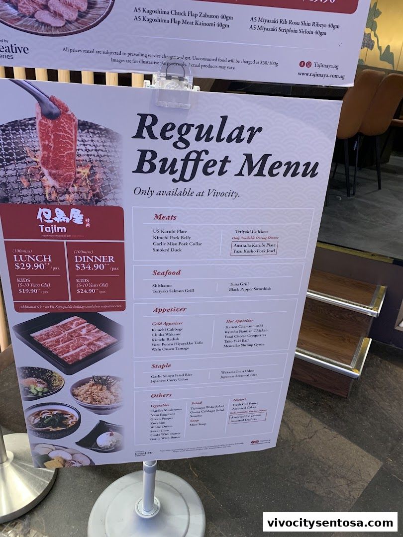 Menu page for Tajimaya Yakiniku  VivoCity