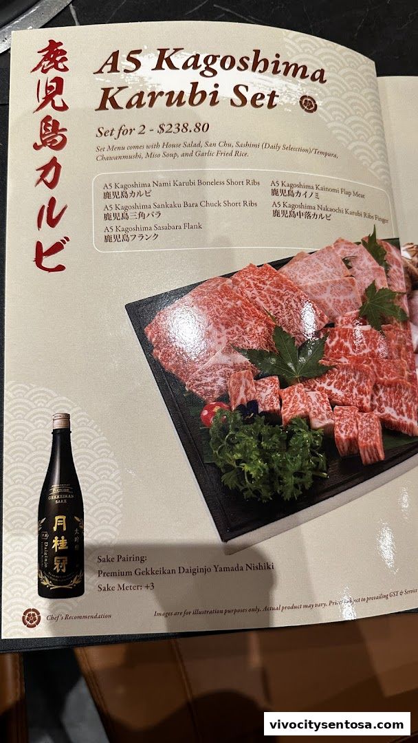 Menu page for Tajimaya Yakiniku  VivoCity