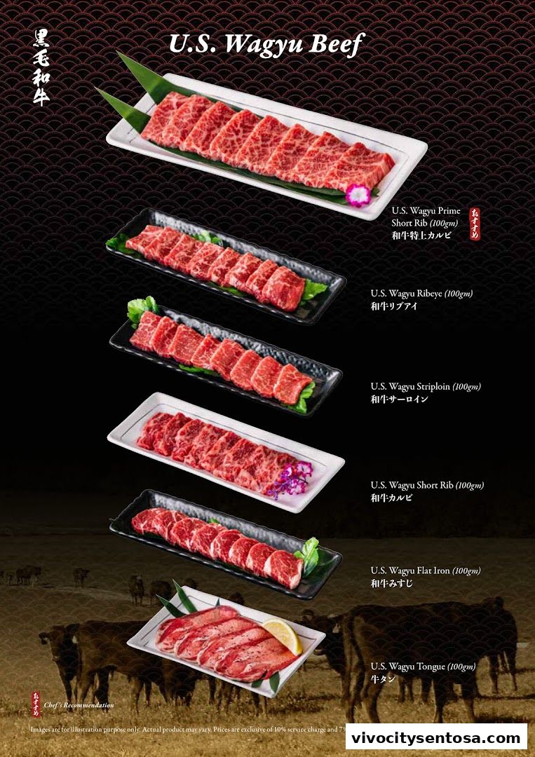 Menu page for Tajimaya Yakiniku  VivoCity