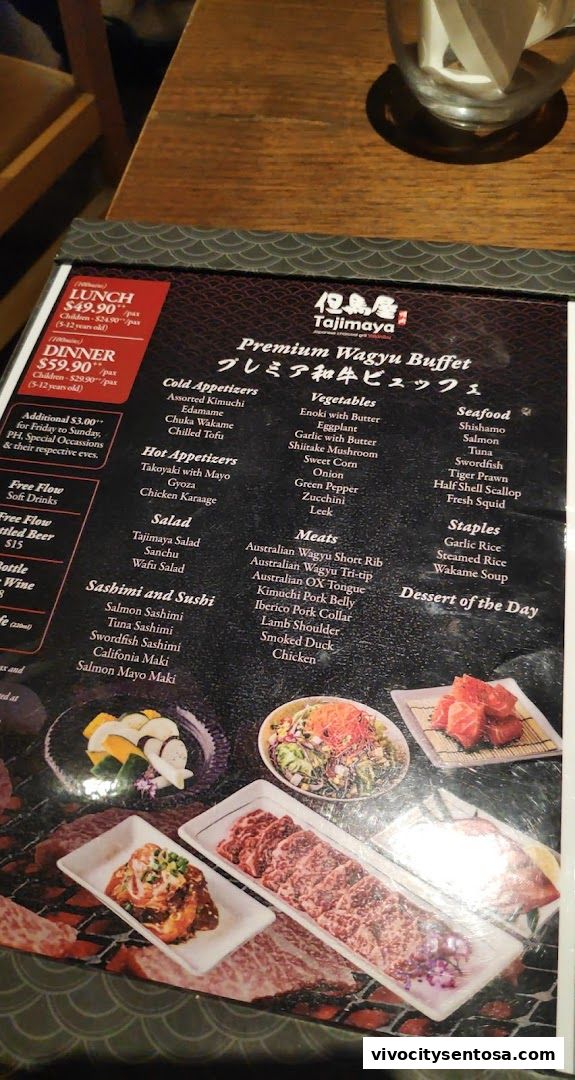 Menu page for Tajimaya Yakiniku  VivoCity