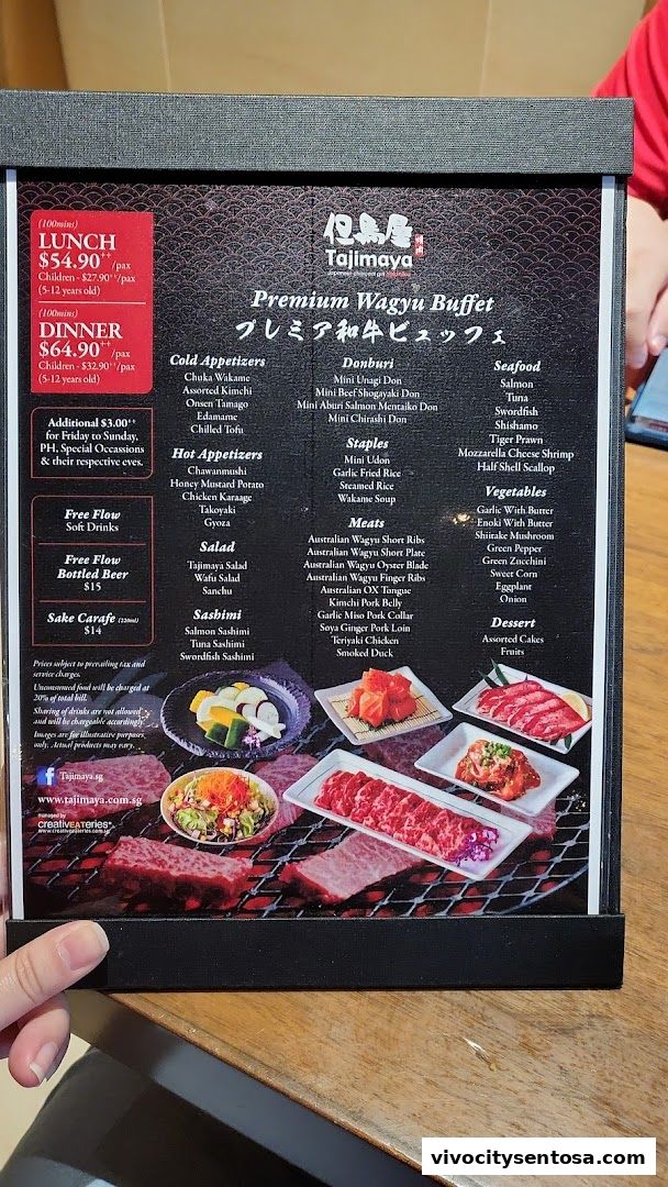 Menu page for Tajimaya Yakiniku  VivoCity