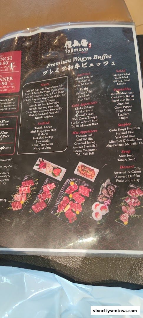Menu page for Tajimaya Yakiniku  VivoCity
